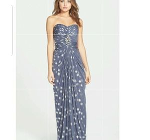 NWT Adrianna Papell Foiled Dot Draped Mesh Gown